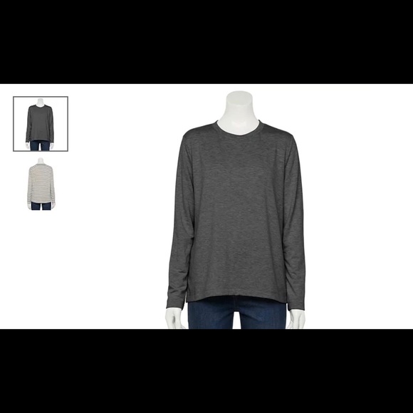 Women’s Apt. 9 Drop-Shoulder Sweatshirt Grey Stall - Picture 2 of 6